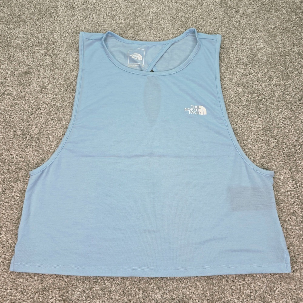 The North Face Wanderer Crossback Tank Women Light Blue Keyhole Top XS Fits XS-M